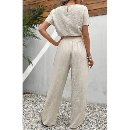 The Short Sleeve Top & Straight Leg Pants Two-Piece Set