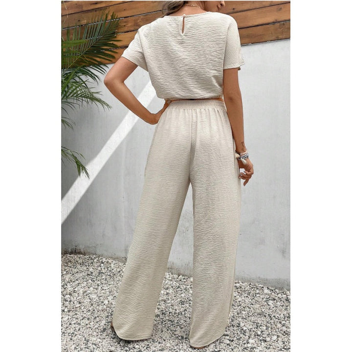 The Short Sleeve Top & Straight Leg Pants Two-Piece Set