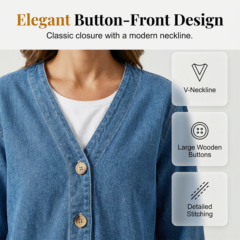 Women's Classic Button Front Denim Jacket
