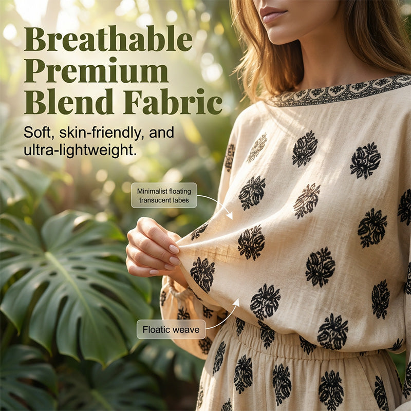 Lexy | Boheme Off-Shoulder Jumpsuit-sæt med print