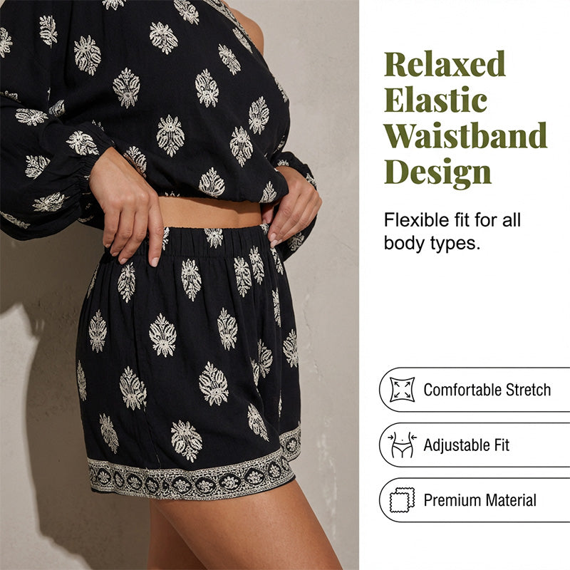 Lexy | Boheme Off-Shoulder Jumpsuit-sæt med print