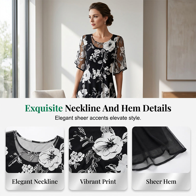 Bianca | Elegant chiffonkjole med blomsterprint