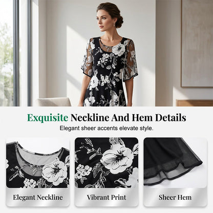 Bianca | Elegant chiffonkjole med blomsterprint