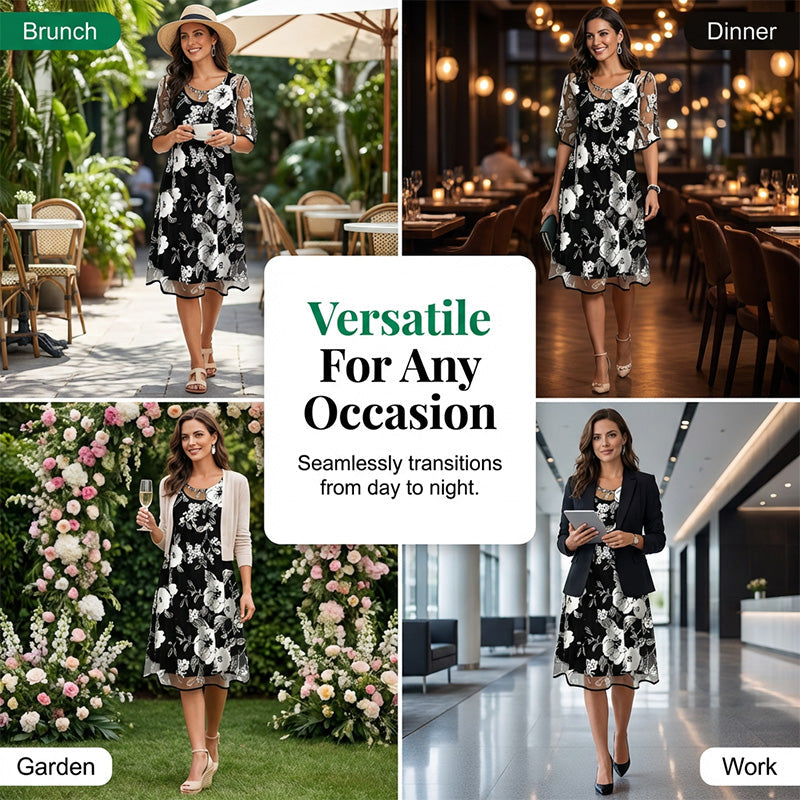 Bianca | Elegant chiffonkjole med blomsterprint