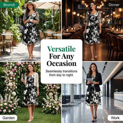 Bianca | Elegant chiffonkjole med blomsterprint