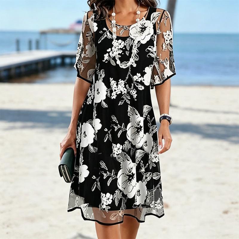 Bianca | Elegant chiffonkjole med blomsterprint