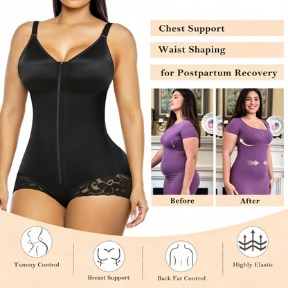 Dame mavekontrol shapewear bodysuit med lynlås