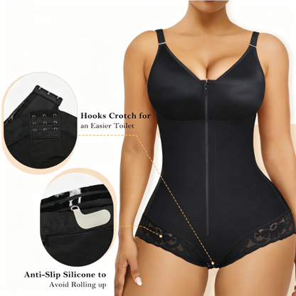 Dame mavekontrol shapewear bodysuit med lynlås