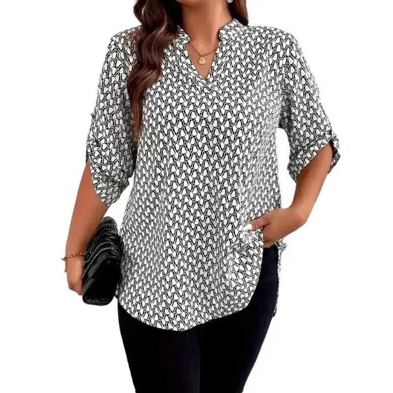 Lyra | Bluse med geometrisk print og V-hals