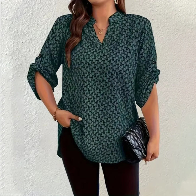 Lyra | Bluse med geometrisk print og V-hals